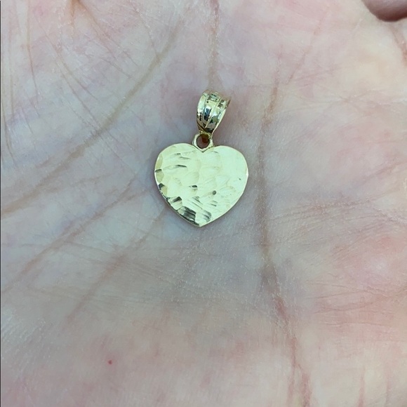 10k White Gold Hammered Mini Heart Small Necklace